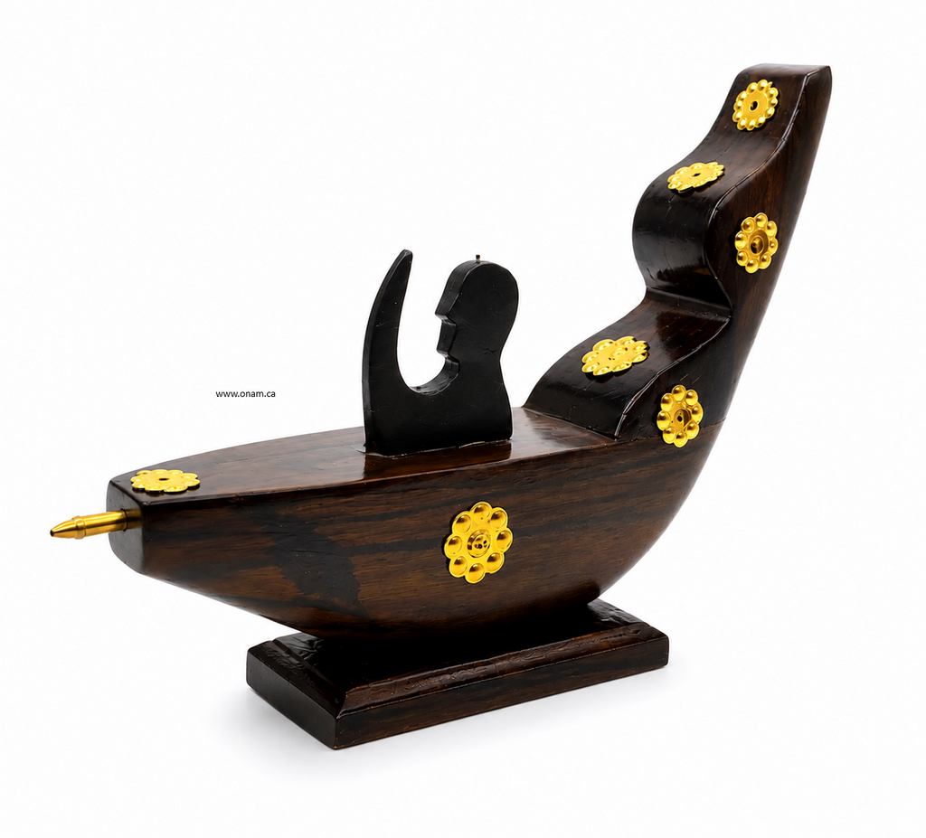 Handcrafted Kerala Traditional Wooden Boat Curio with Boatman Figurine | Wooden Home Decor
